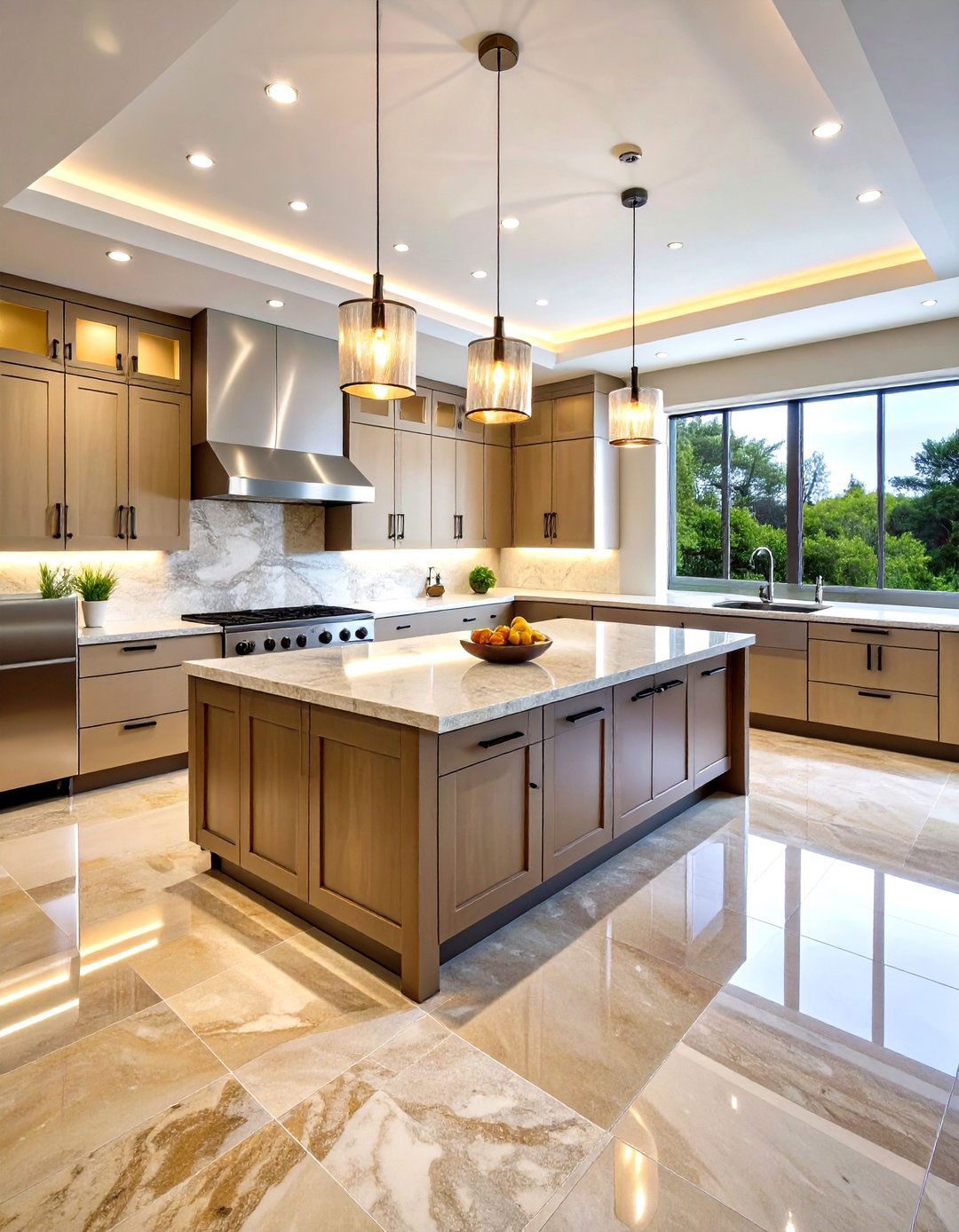 Polished Travertine Floor Kitchen with Contemporary Luxury - 20 Travertine Floor Kitchen Ideas