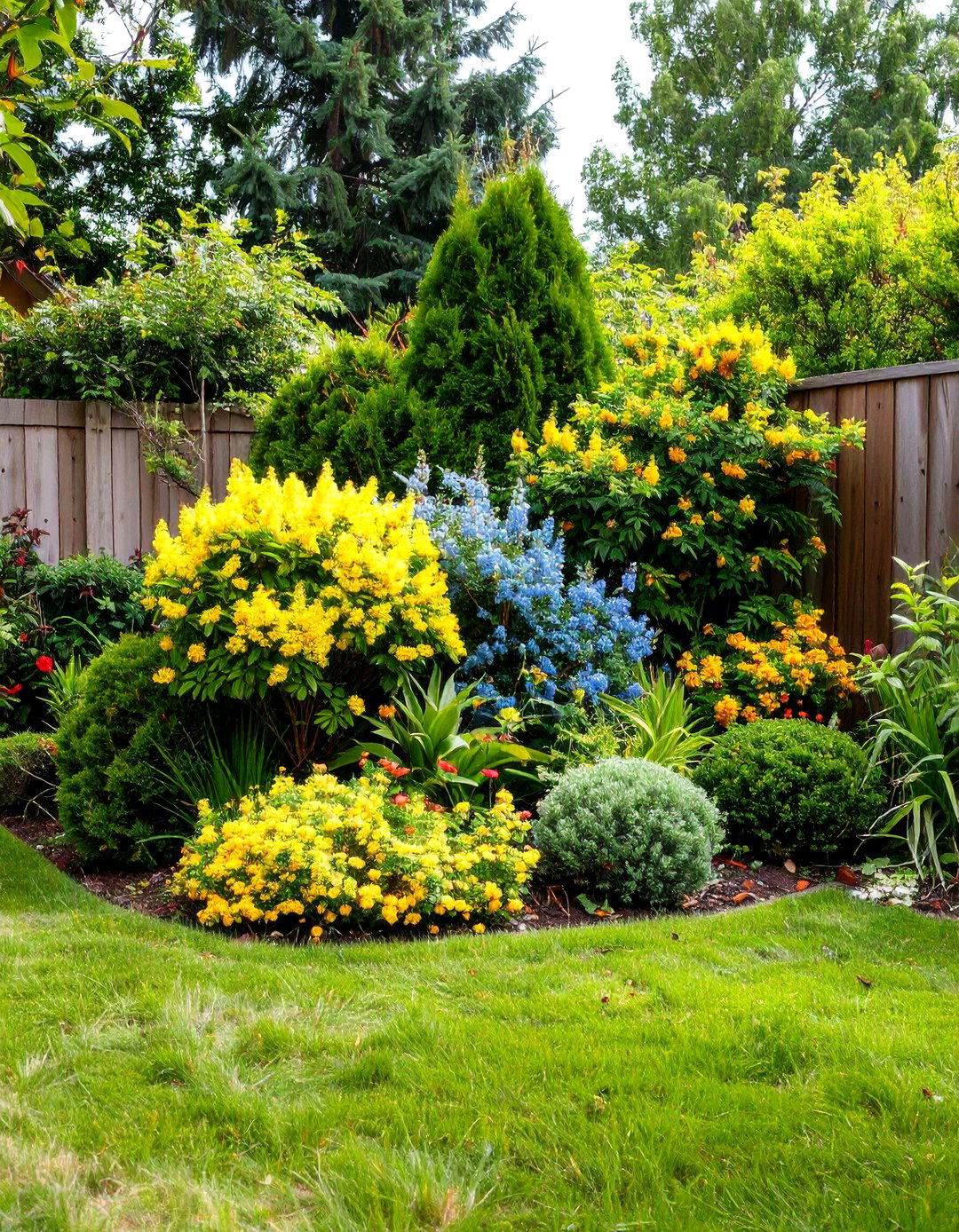 Pollinator Friendly Evergreen Corner - 20 Front Yard Evergreen Landscaping Ideas