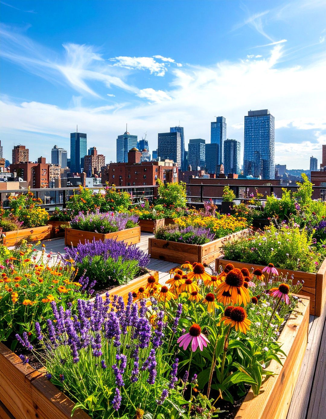 Pollinator Friendly Flower Beds for a Rooftop Garden - 20 Rooftop Garden Ideas