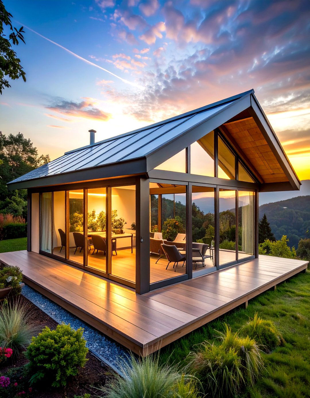 Polycarbonate Clad Gable Patio Roof Brightens Shaded Yards - 20 Gable Patio Roof Design Ideas