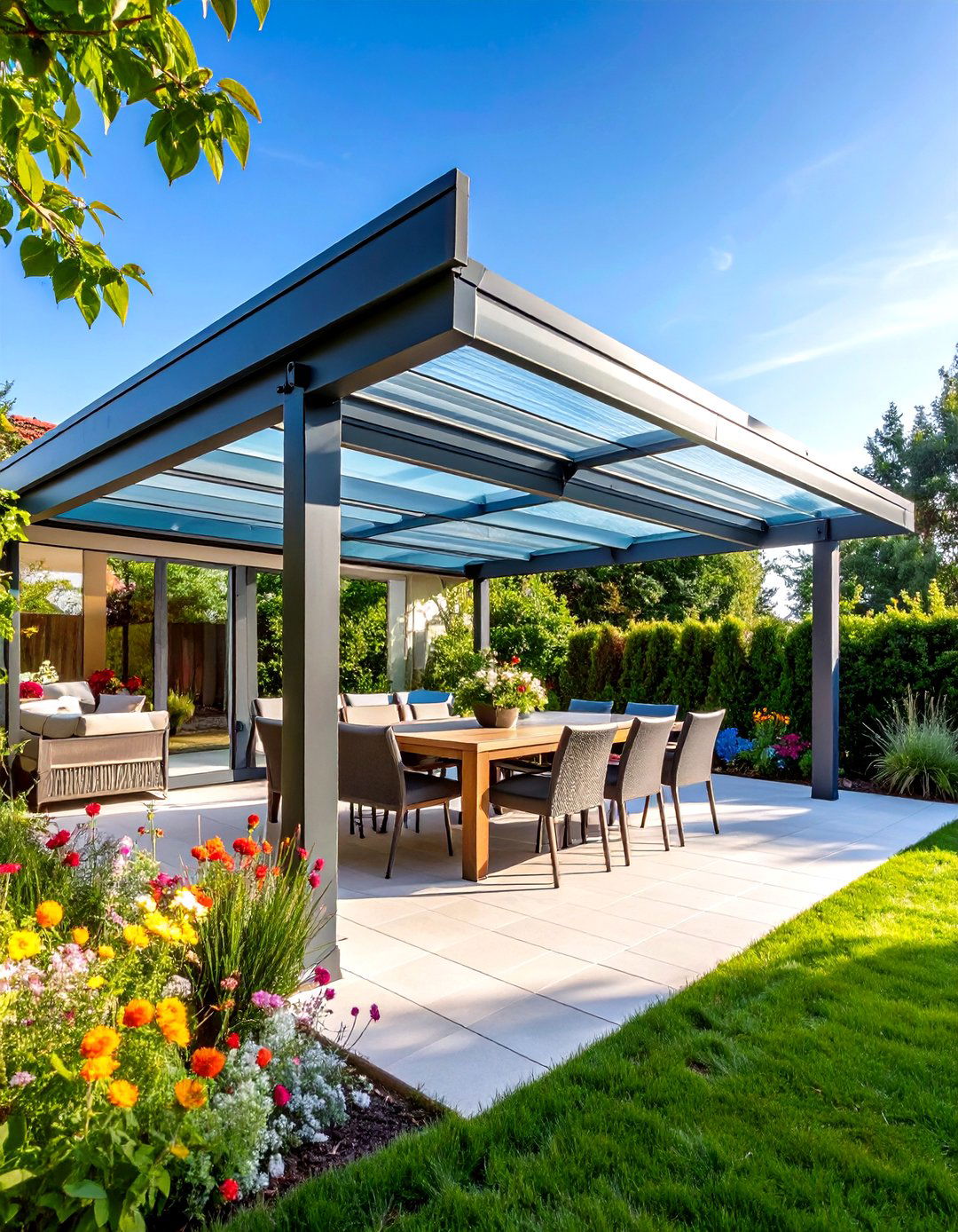 Polycarbonate Panel Pergola Roof System - 20 Pergola Roof Ideas