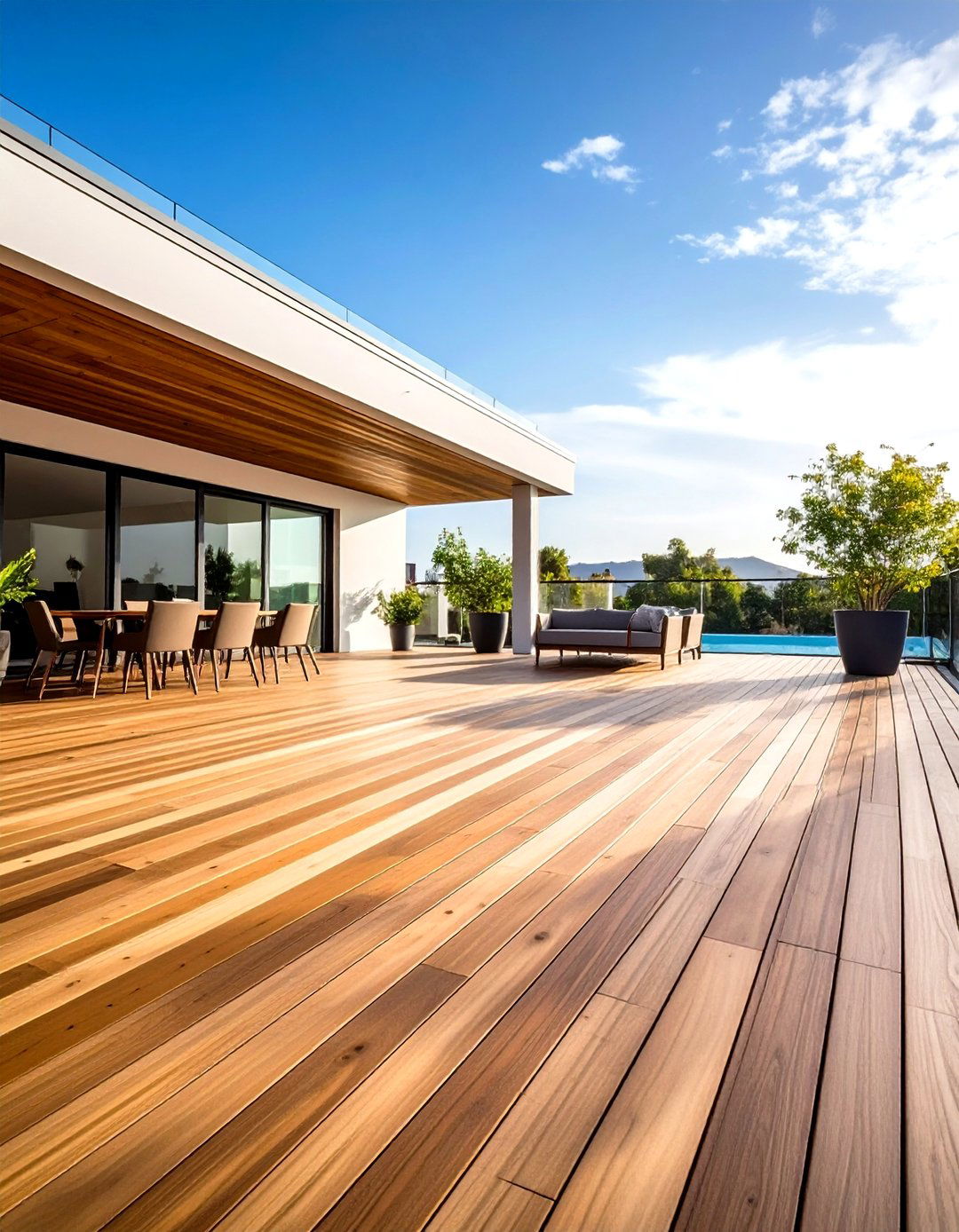 Polycarbonate Roof Partially Covered Deck Design - 20 Partially Covered Deck Ideas