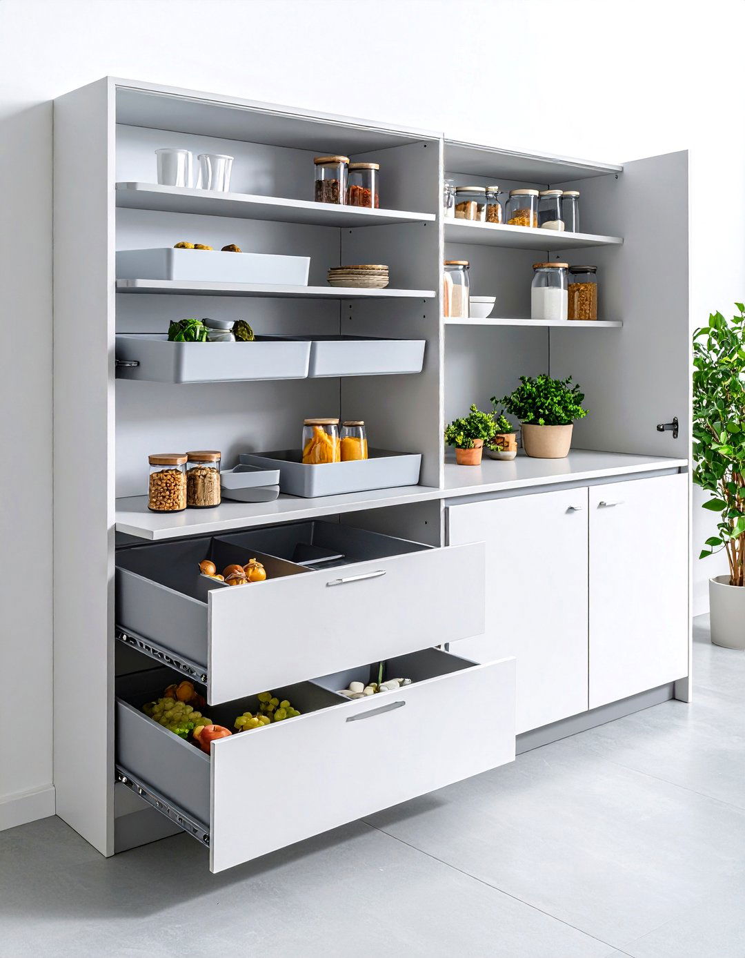 Polymer Half Moon Blind Corner Kitchen Cabinet Solution - 20 Blind Corner Kitchen Cabinet Ideas