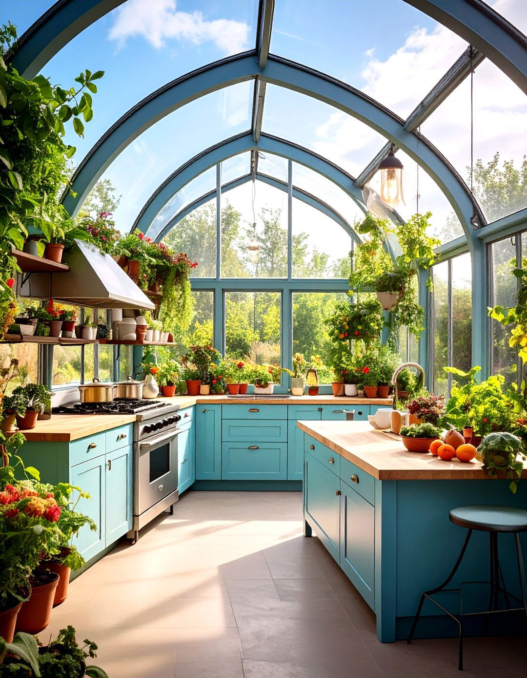 Polytunnel Inspired Arched Ceiling Kitchen - 20 Greenhouse Kitchen Design Ideas