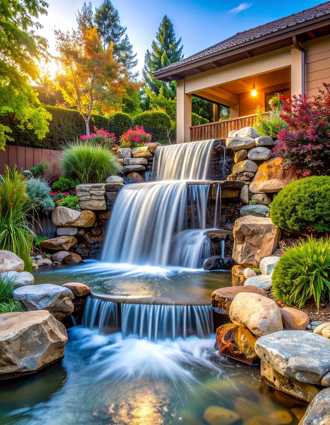 Pondless Waterfall for Soothing Backyard Sound - 20 Down Sloped Backyard Ideas