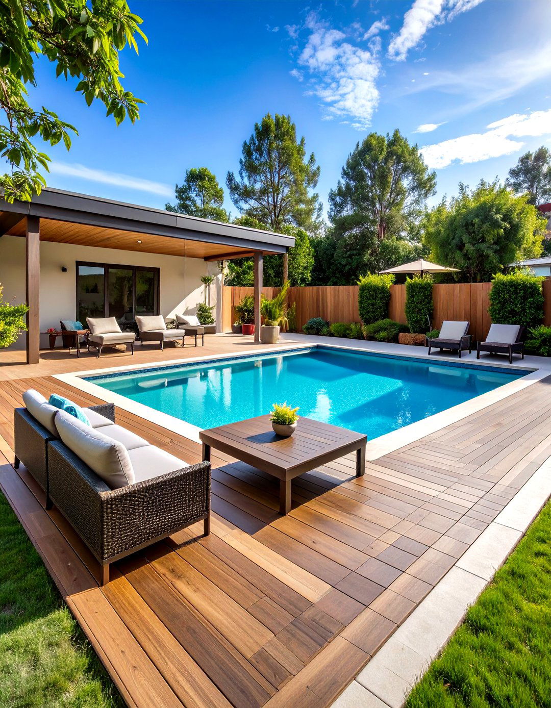 Pool Adjacent Patio Deck for Waterside Entertainment - 20 Patio Deck Ideas
