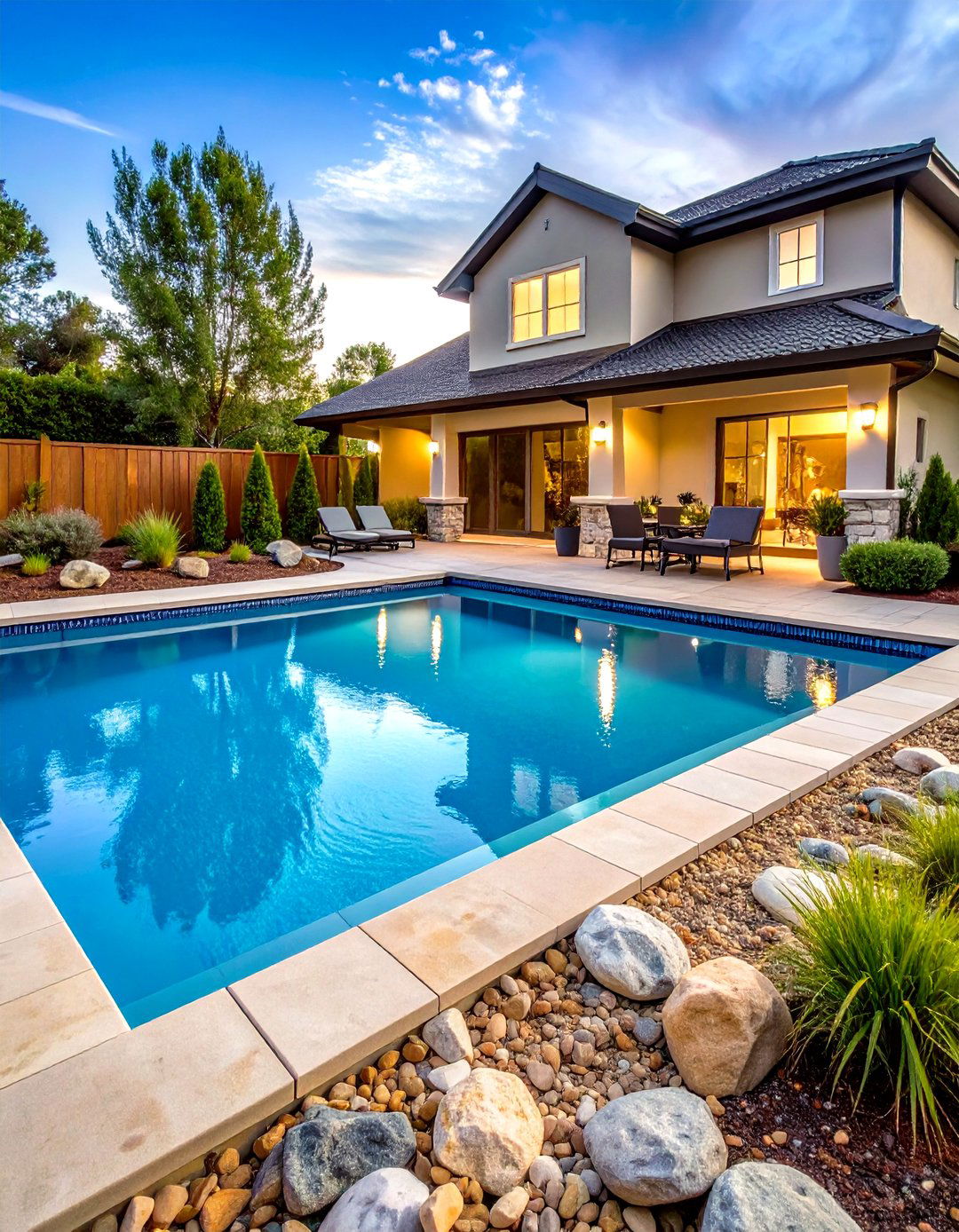 Pool Deck River Rock Edging Accent - 20 River Rock Edging Ideas