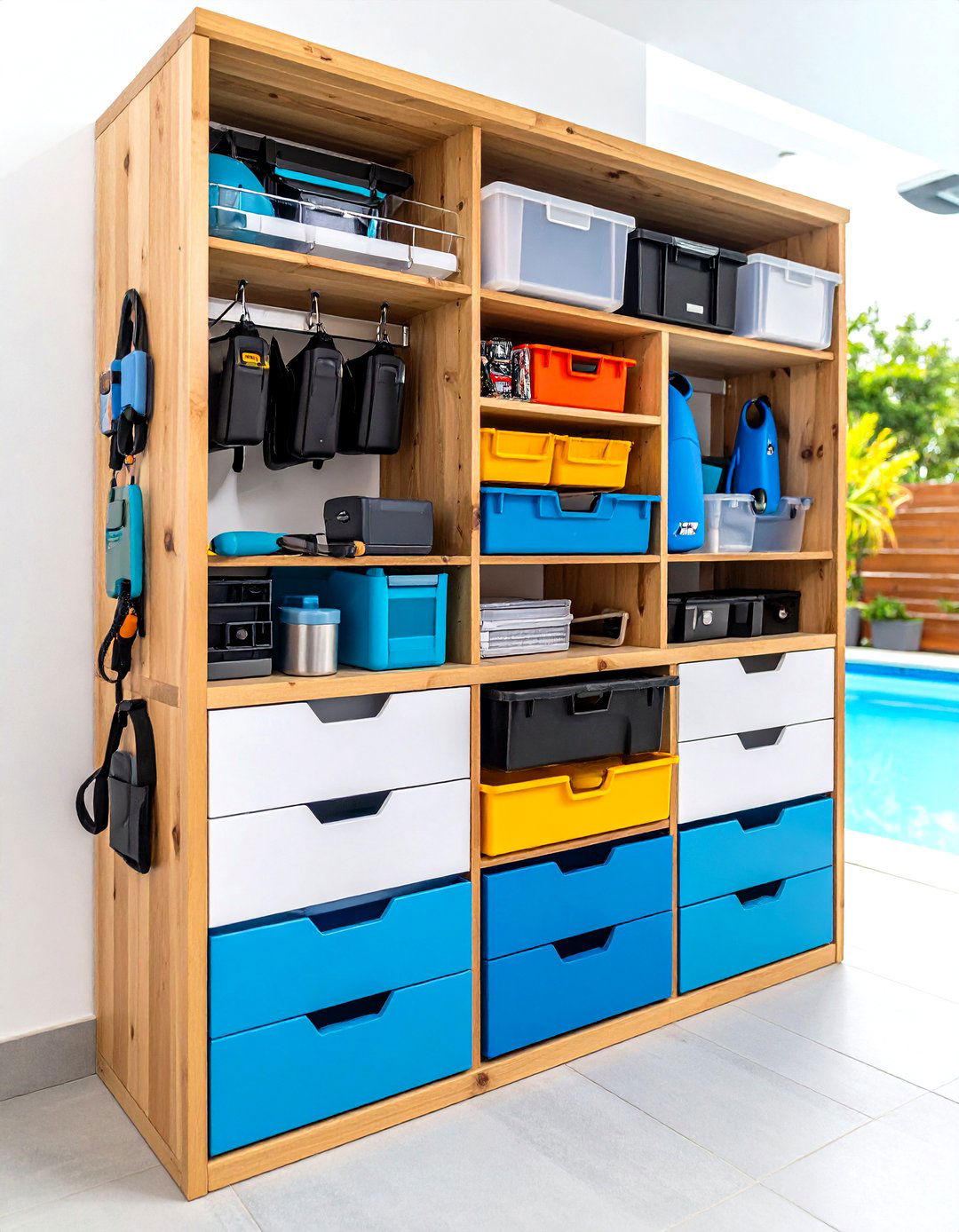 Pool Storage Accessory Organization Hub - 20 Pool Storage Ideas