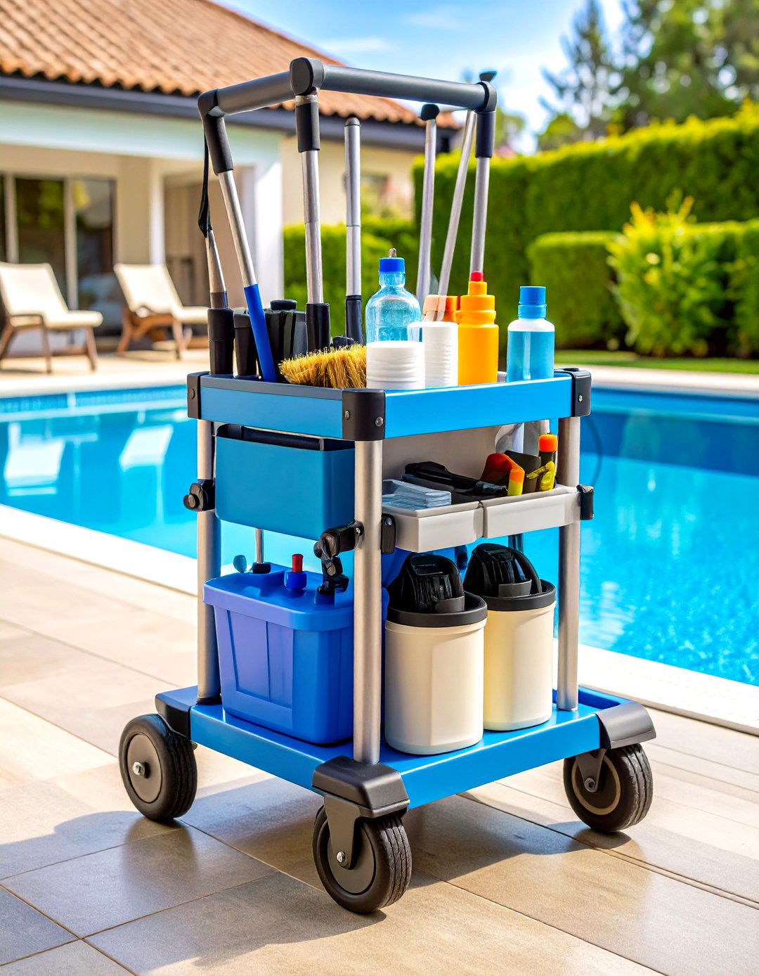 Pool Storage Equipment Caddy System - 20 Pool Storage Ideas