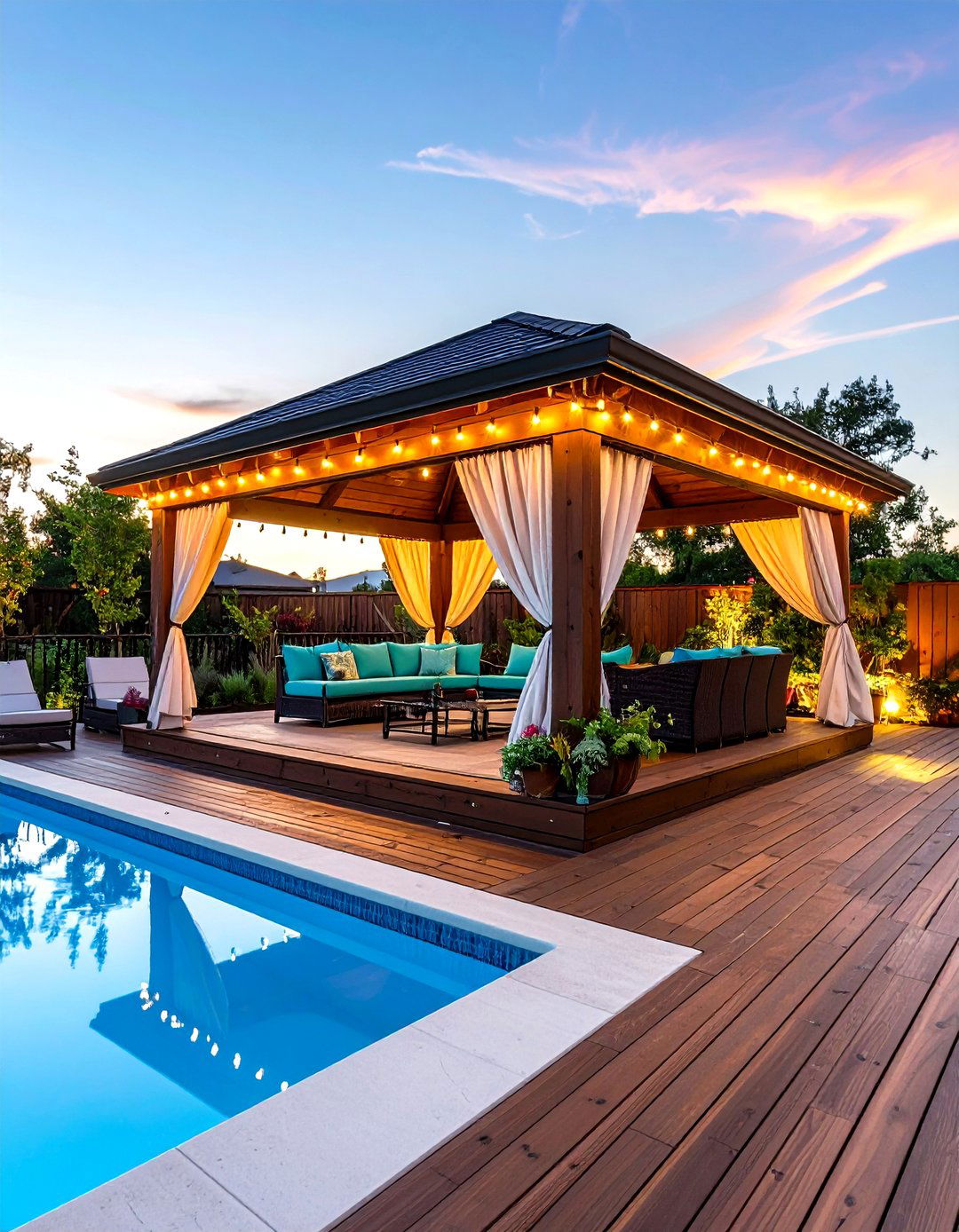 Poolside Deck Gazebo Lounge - 20 Gazebo on Deck Ideas