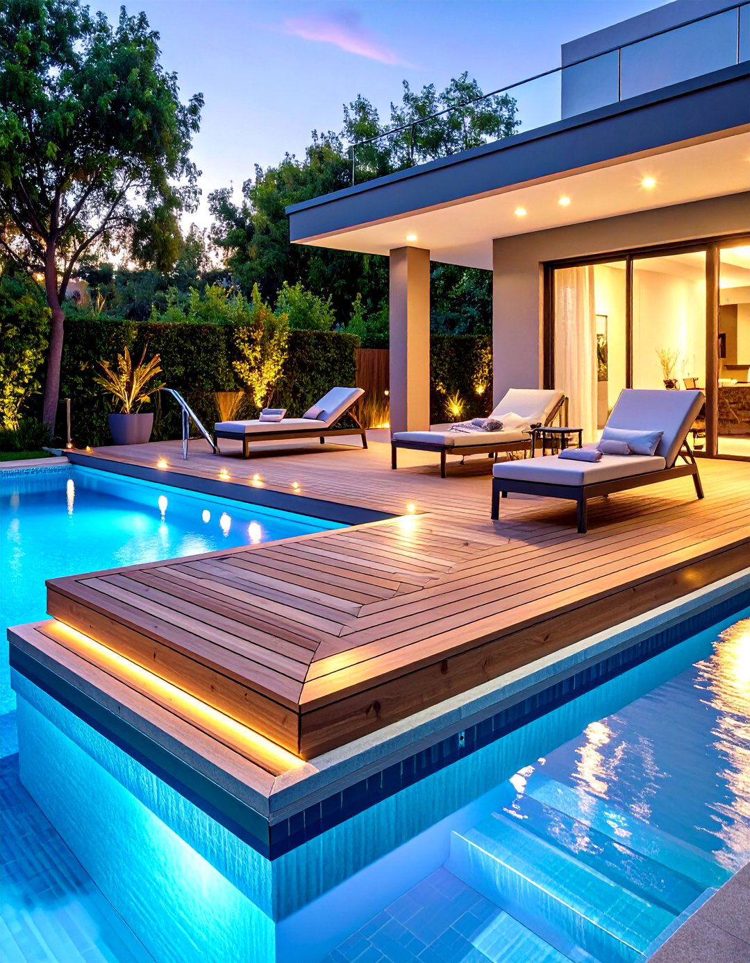 Poolside Floating Deck Lounge Platform - 20 Floating Deck Ideas
