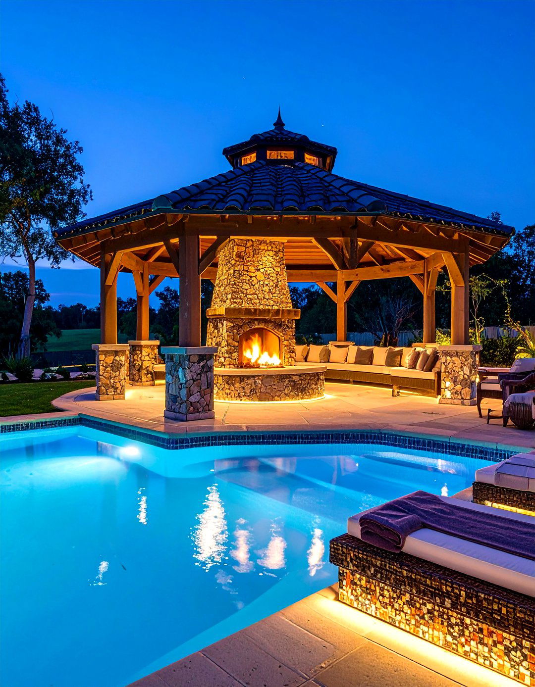 Poolside Gazebo With Fireplace Lounge - 20 Gazebo With Fireplace