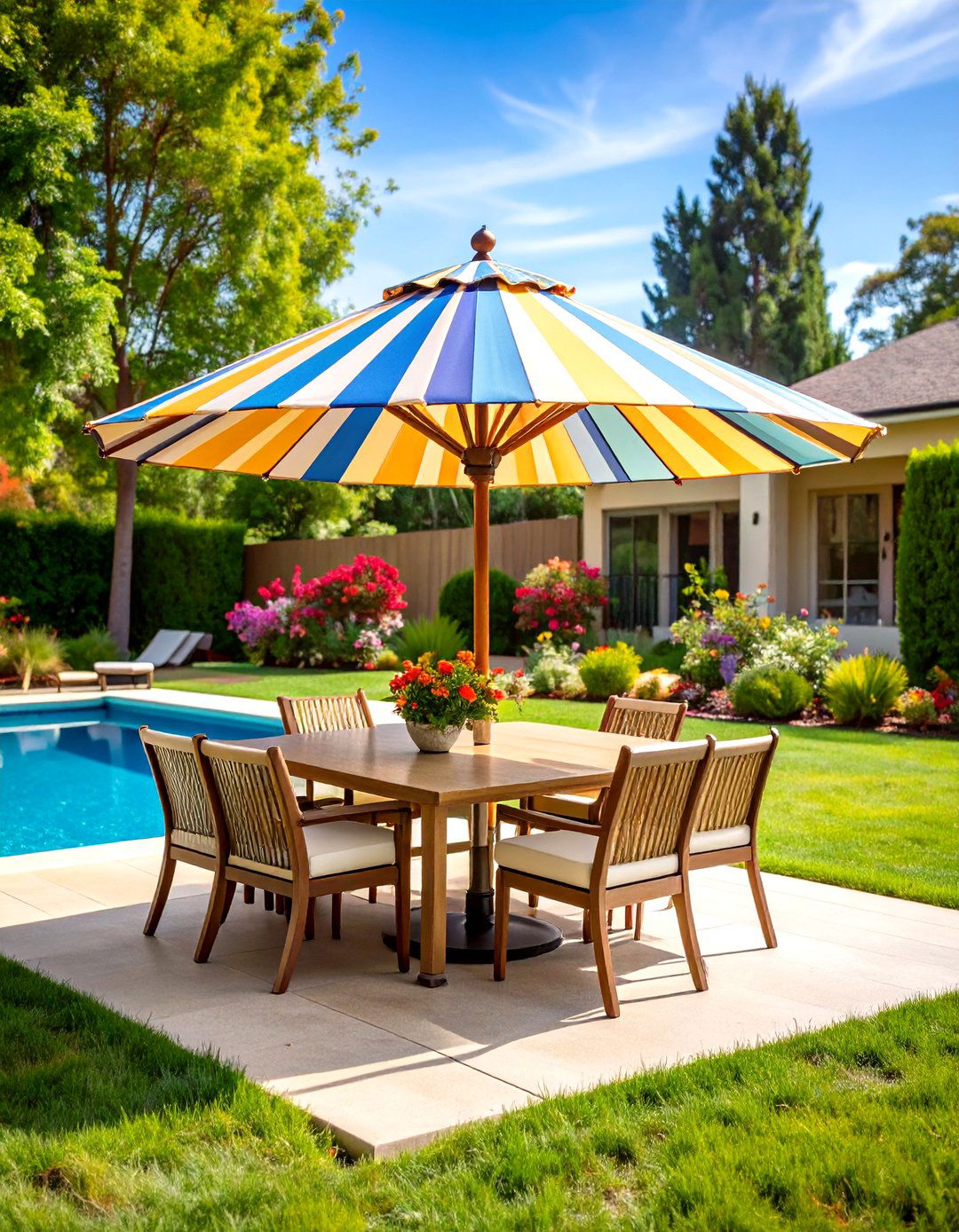 Poolside Market Umbrellas - 20 Pool Shade Ideas