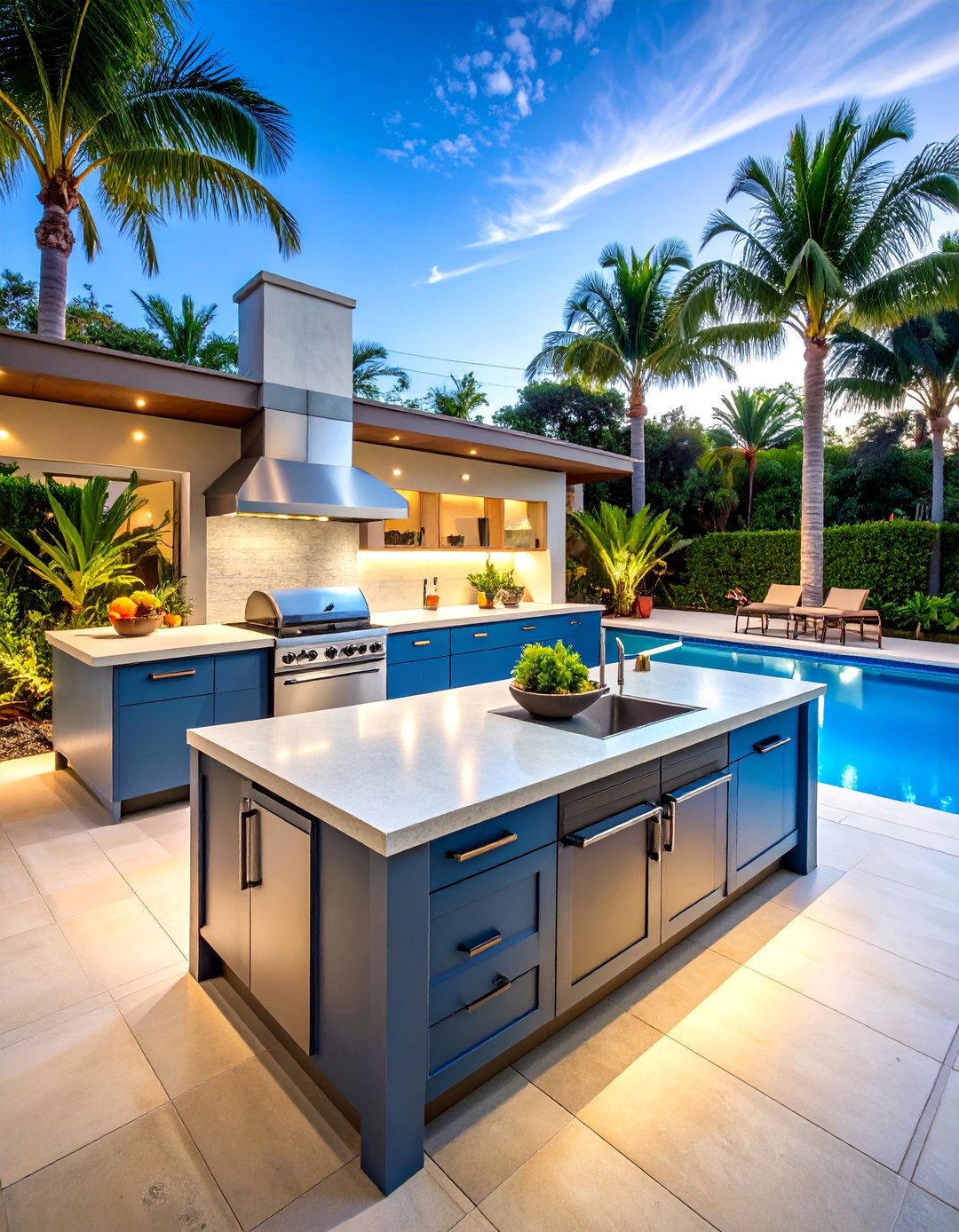 Poolside Paradise L Shaped Outdoor Kitchen - 20 L Shaped Outdoor Kitchen Ideas