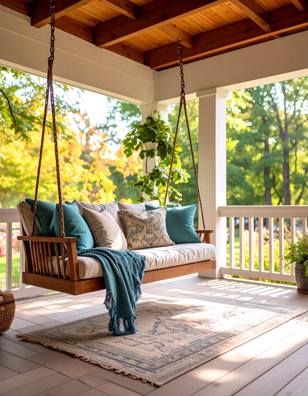 Porch Swing or Hanging Chair - 20 Small Screened-in Porch Ideas