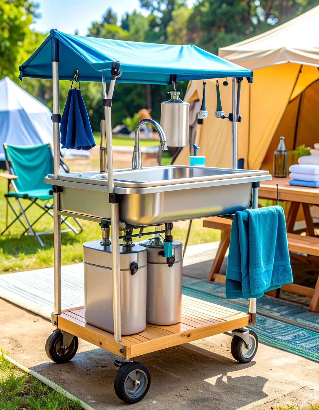 Portable Camping Outdoor Sink Cart - 20 outdoor sink ideas