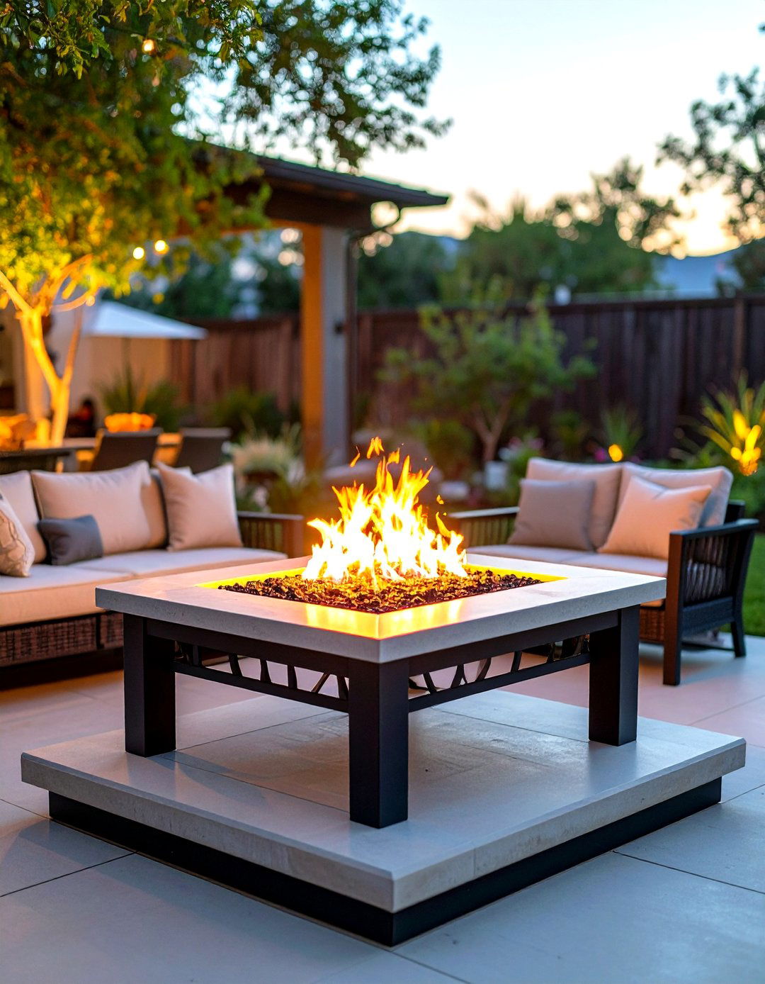 Portable Fire Pit Table - 20 Small Backyard Patio Ideas