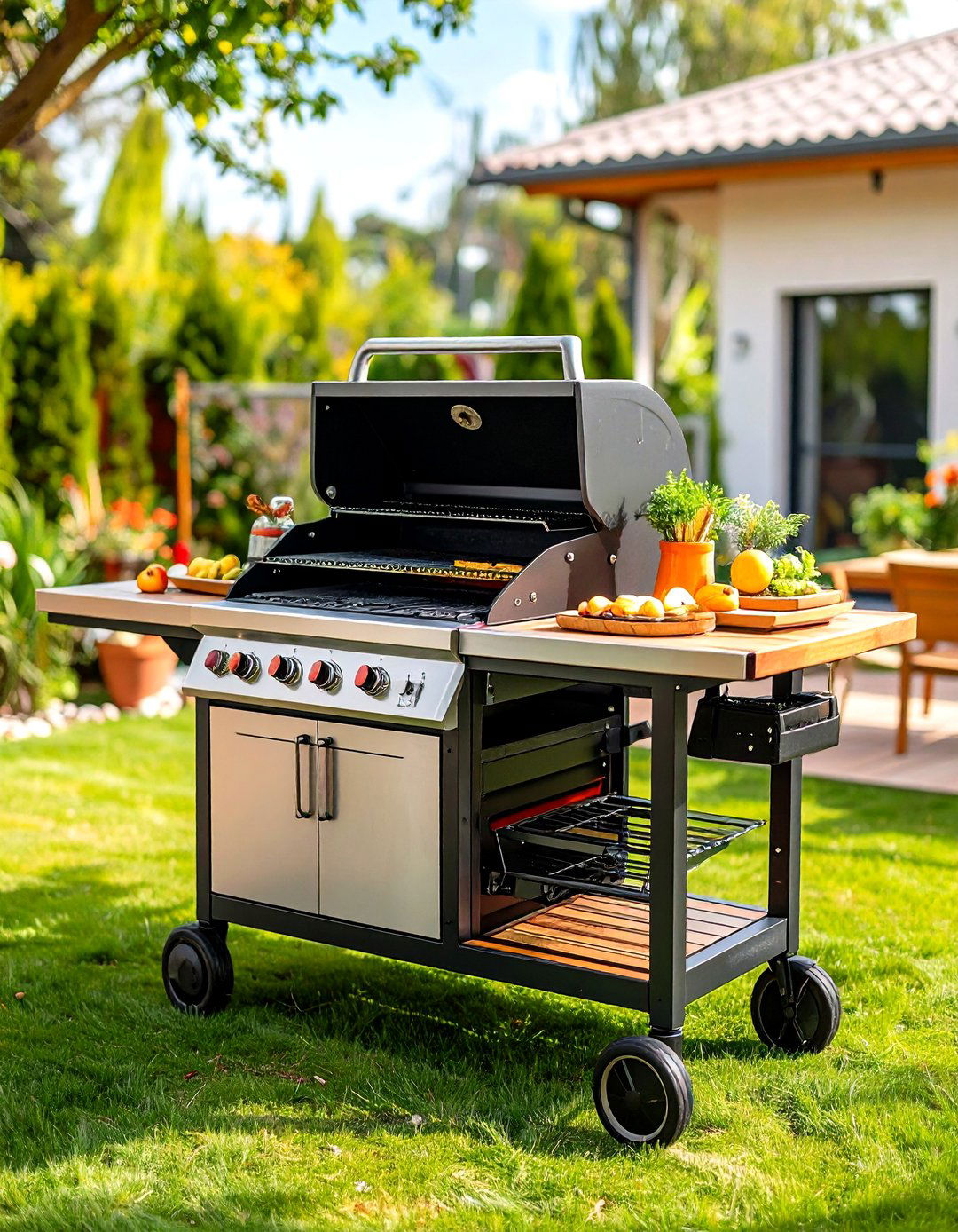Portable Grill Cart - 20 Small Outdoor Kitchen Ideas
