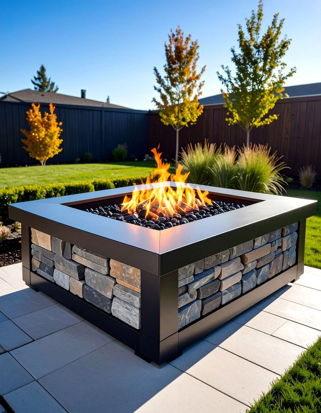 Portable Kit Clad in Flagstone Veneer Fire Pit - 20 Flagstone Fire Pit Ideas
