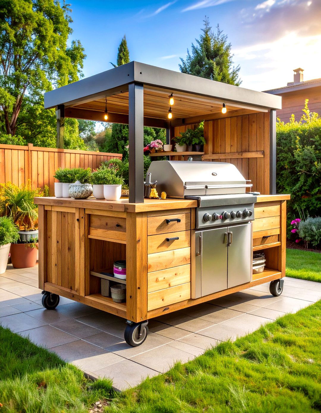 Portable Outdoor Kitchen Island Cart - 20 Outdoor Kitchen Island Ideas