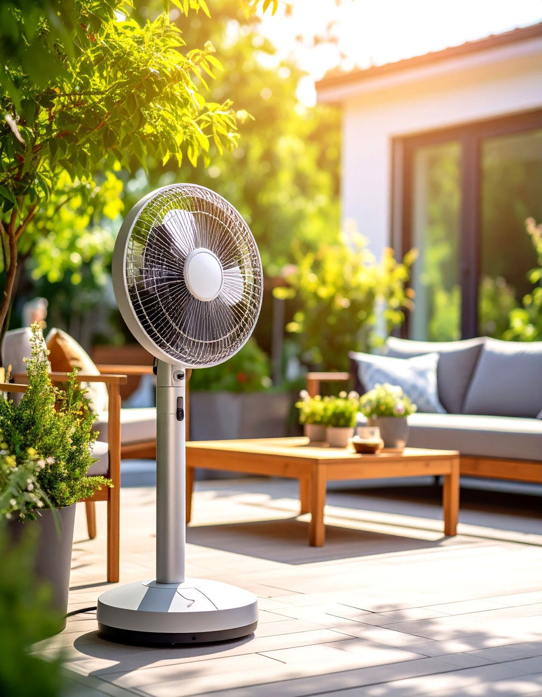 Portable Pedestal Patio Fan with Adjustable Height - 20 Patio Fan Ideas