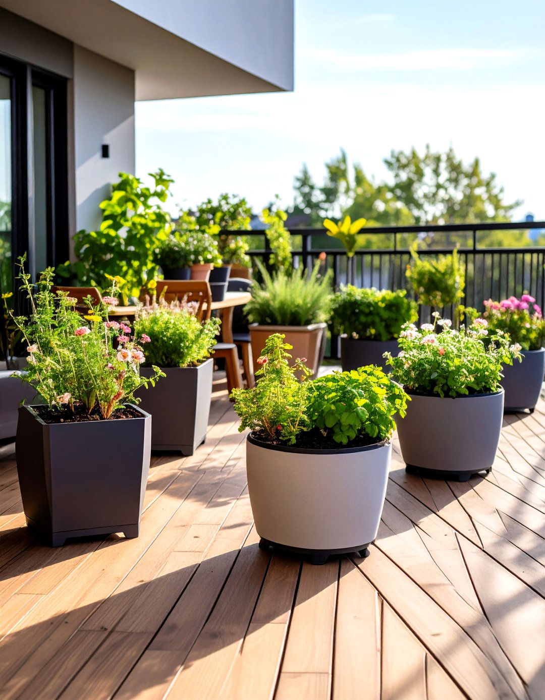 Portable Planters for Flexible Deck Styling - 20 Deck Decorating Ideas