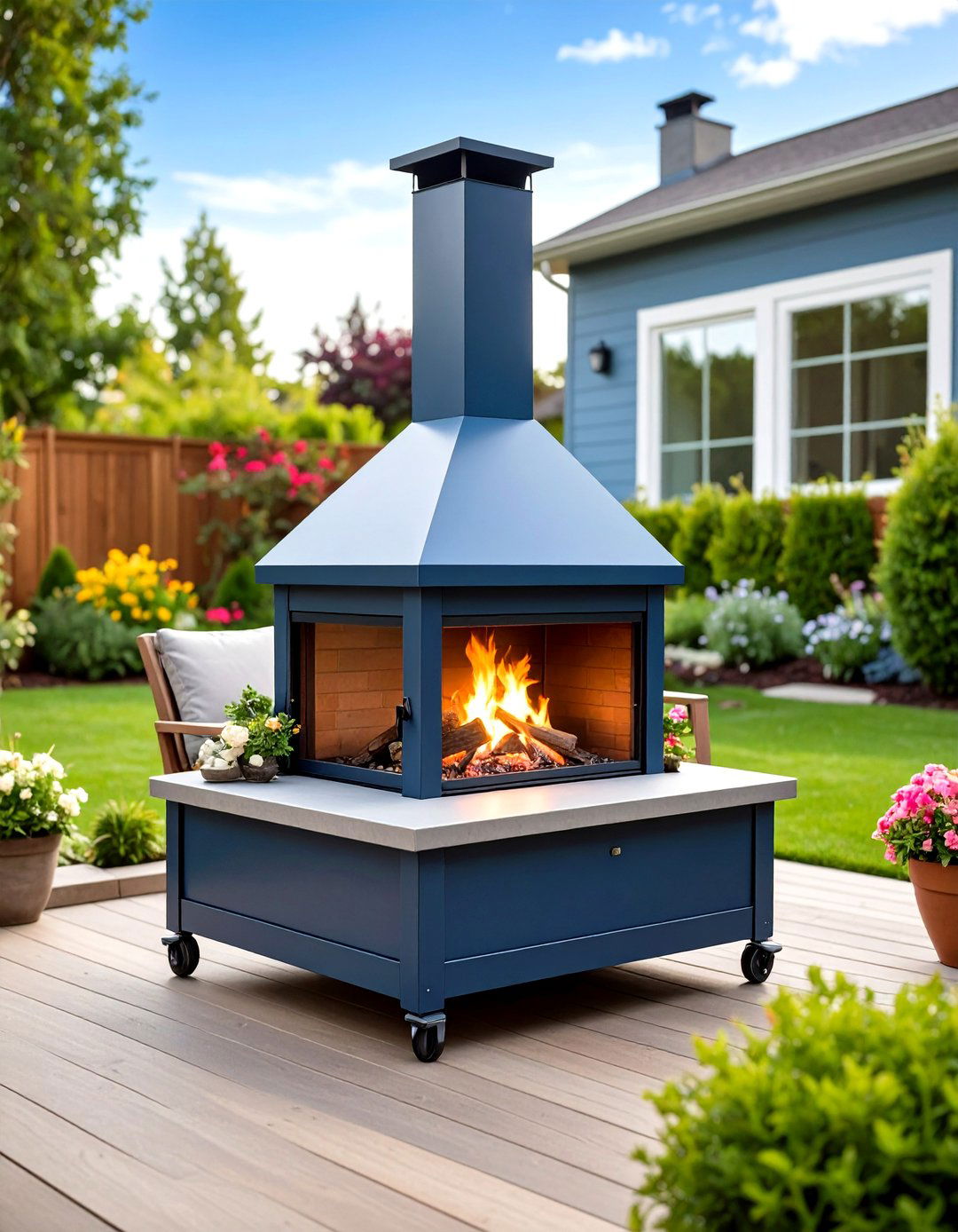 Portable Steel Outdoor Corner Fireplace - 20 Outdoor Corner Fireplace Ideas