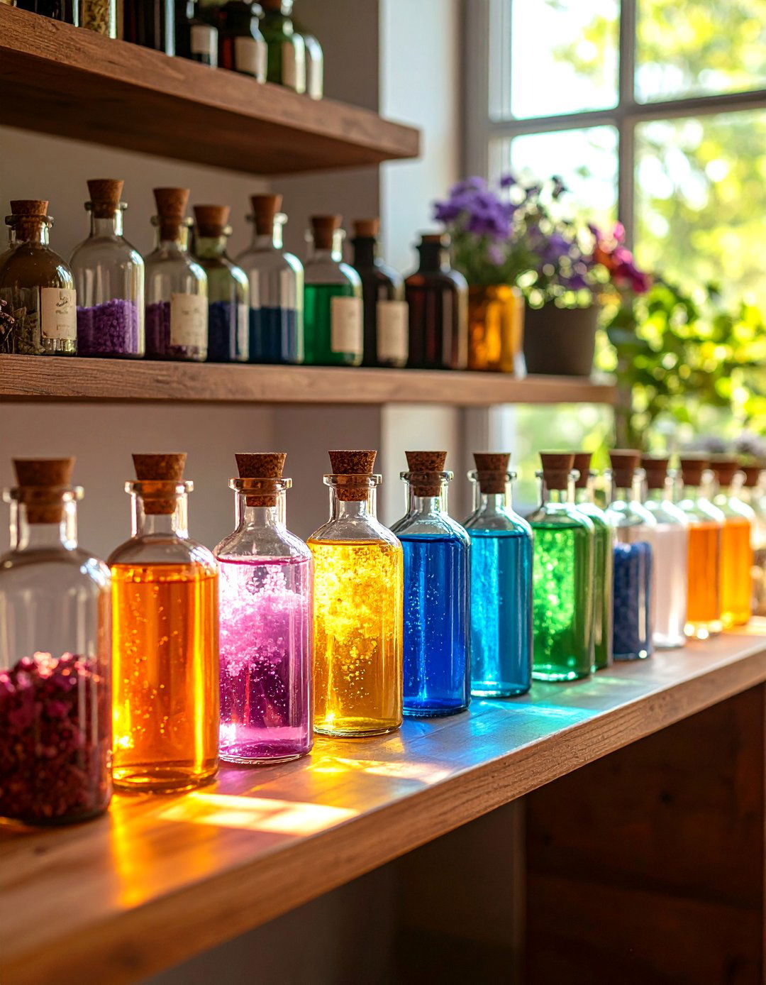Potion Bottle Collection Witchy Living Room Display - 20 Witchy Living Room Ideas