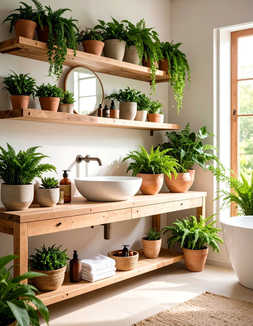 Potted Greenery and Terracotta Planters - 20 Tuscan Bathroom Ideas