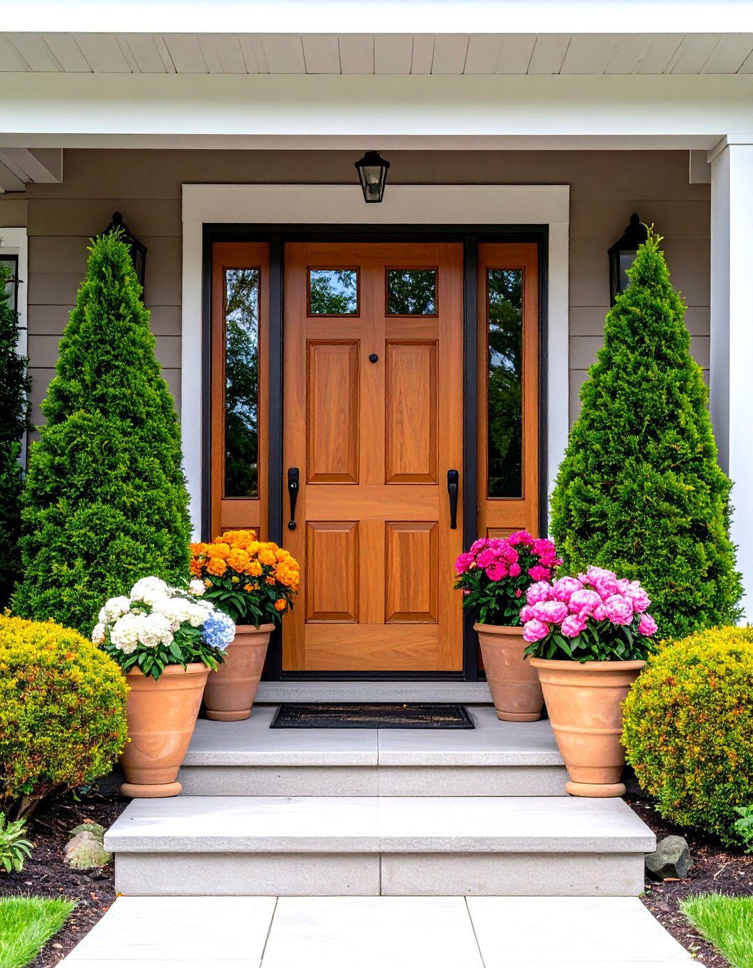 Potted Topiary Flankers - 20 Spring Front Door Decor Ideas