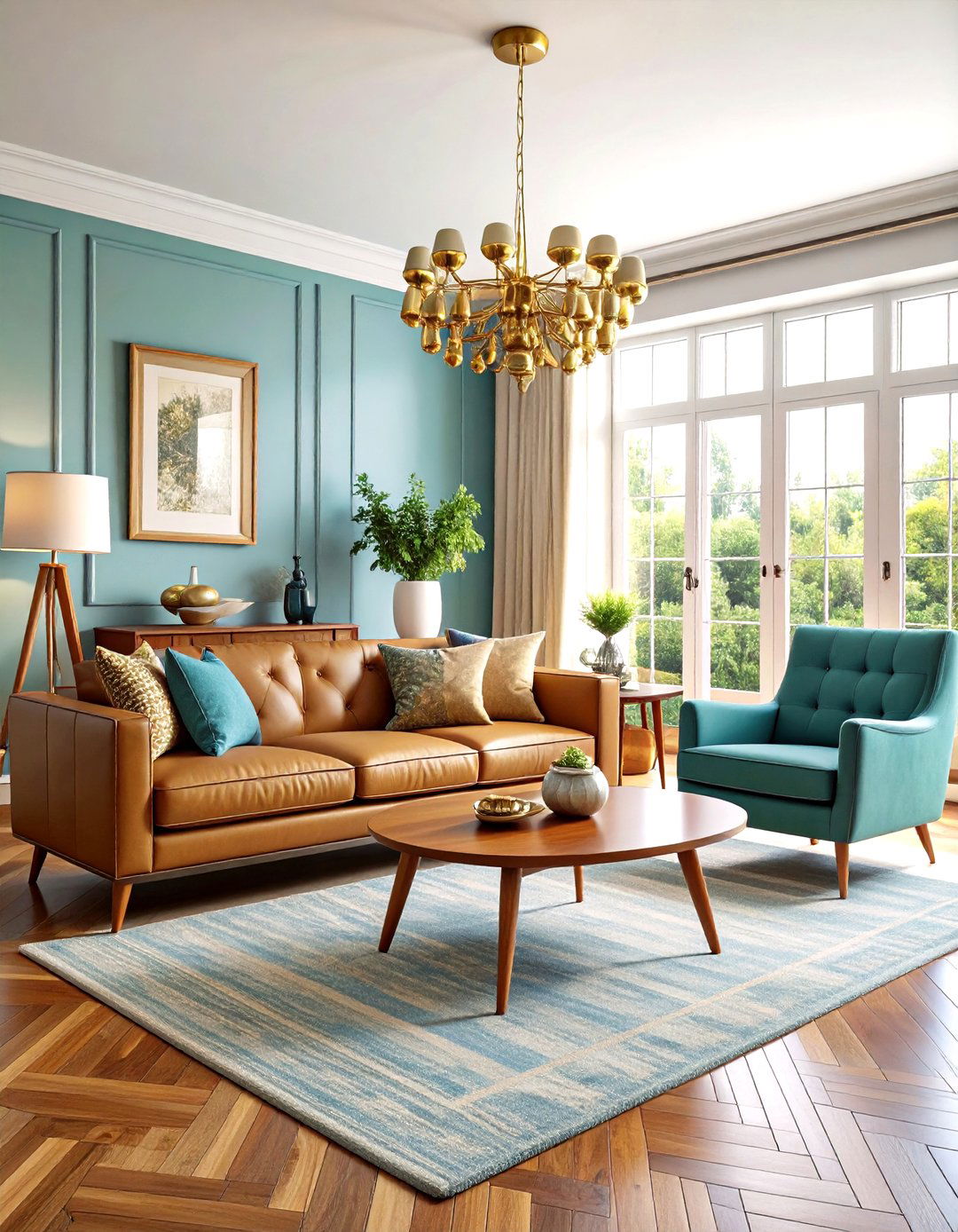 Pottery Barn Mid Century Modern Living Room with Vintage Pieces - 20 Pottery Barn Living Room Ideas