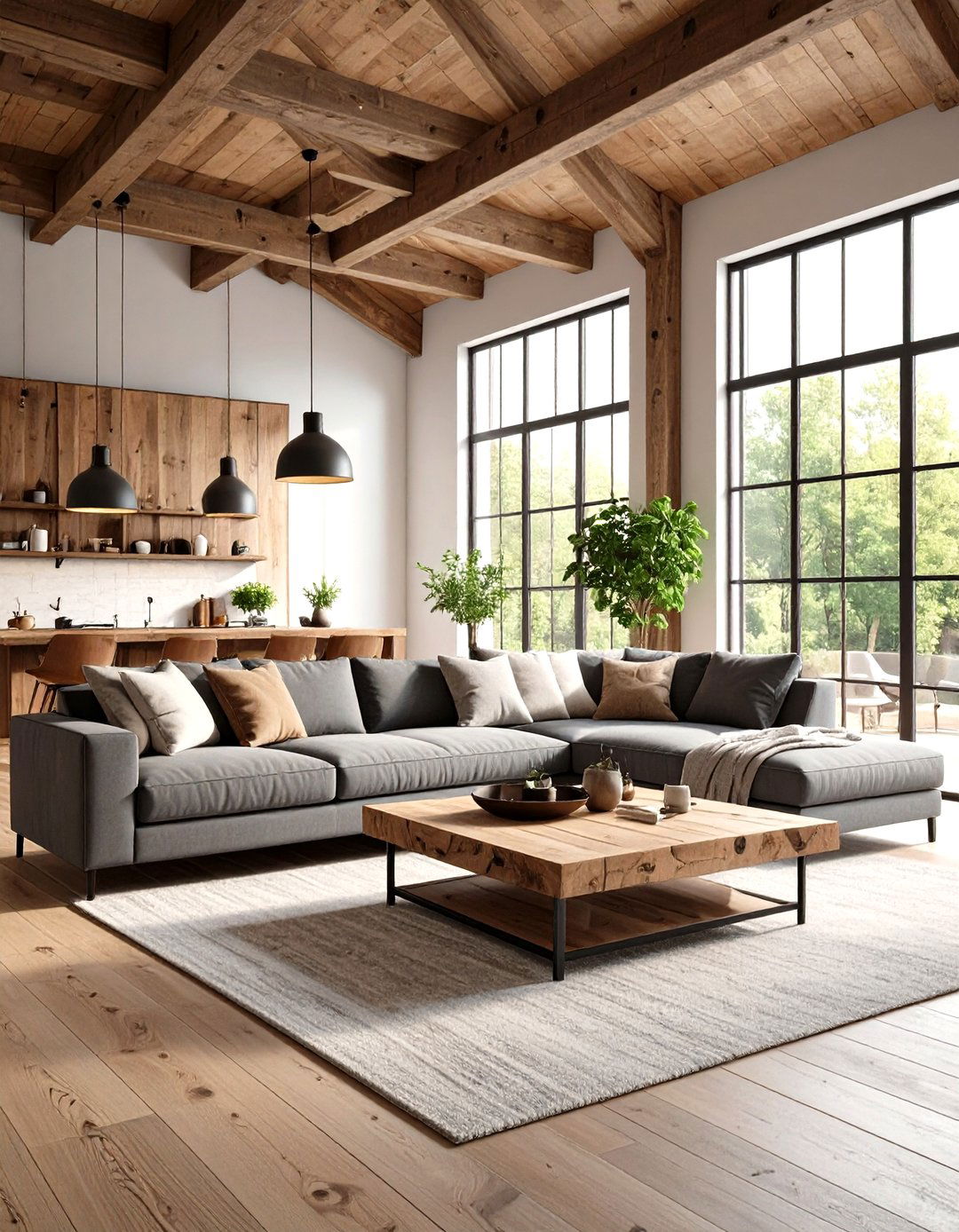 Pottery Barn Rustic Modern Living Room with Reclaimed Materials - 20 Pottery Barn Living Room Ideas
