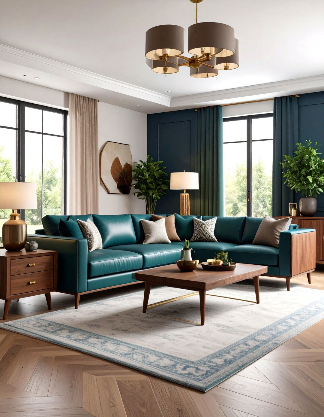 Pottery Barn Transitional Living Room with Rich Wood Tones - 20 Pottery Barn Living Room Ideas