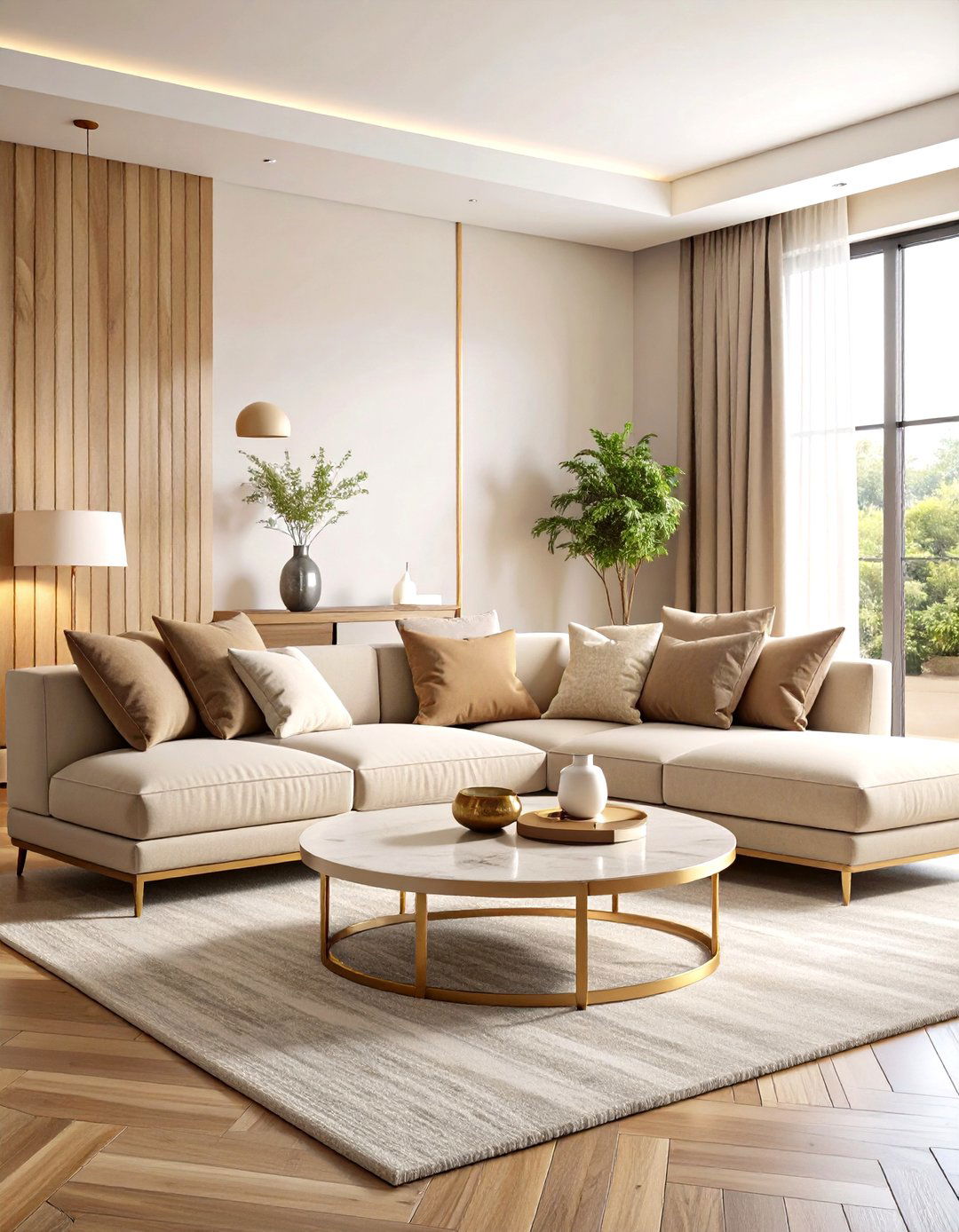Pottery Barn Warm Minimalist Living Room with Curved Furniture - 20 Pottery Barn Living Room Ideas
