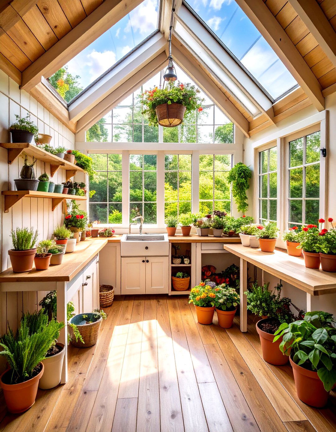 Potting Shed Greenhouse With Skylight Roof - 20 Greenhouse and Shed Combo Ideas