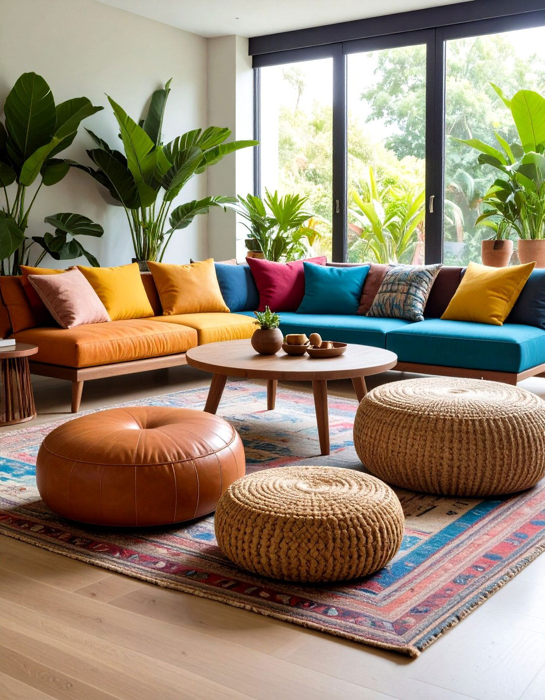 Poufs and Floor Cushions for Cozy Layering - 20 Bohemian Interior Design Ideas