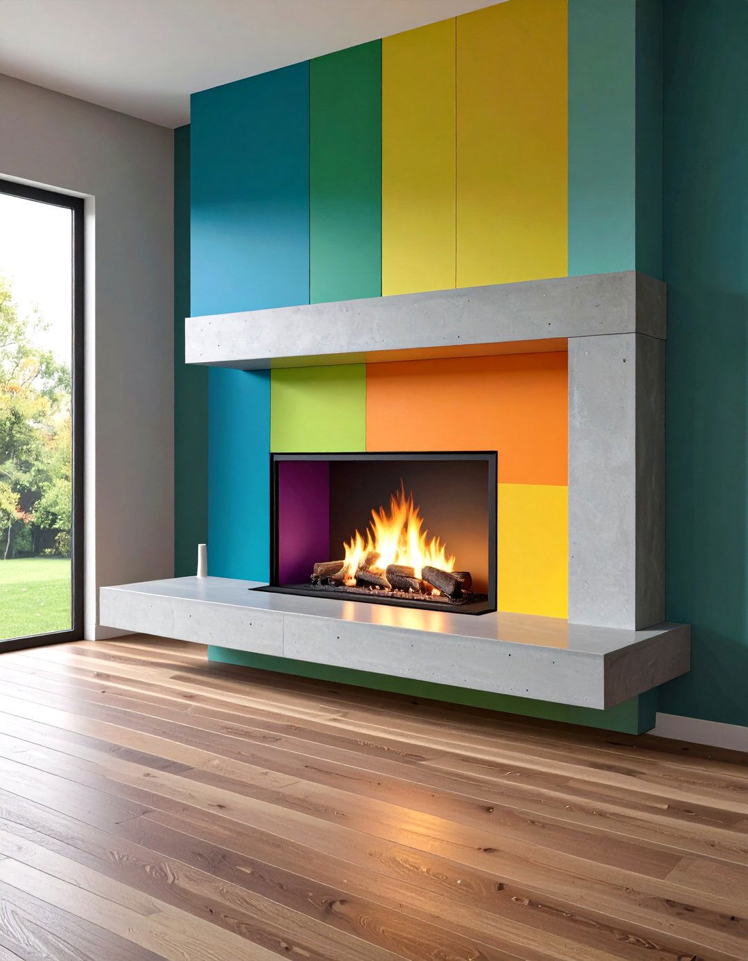 Poured Concrete Hearth with Seating Ledge - 20 Fireplace Hearth Ideas