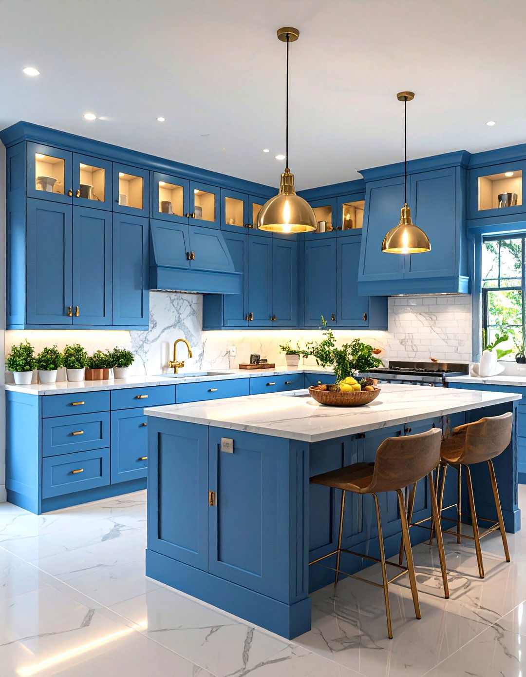 Powder Blue Kitchen Cabinets with Champagne Gold Hardware - 20 blue kitchen cabinets with gold hardware
