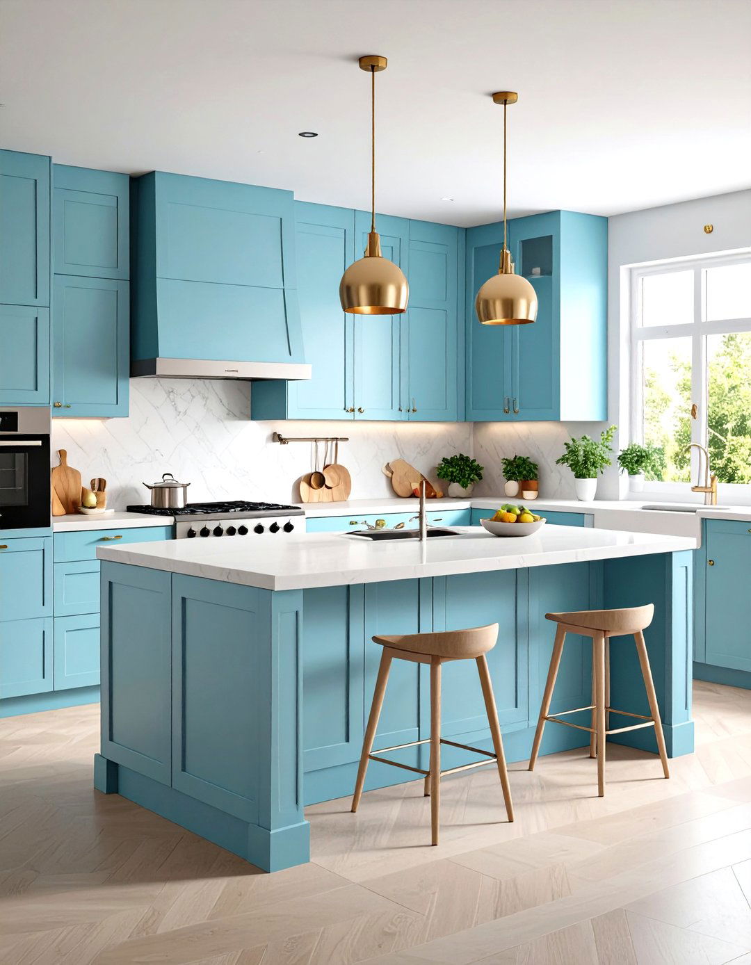 Powder Blue Kitchen Island for Serene Spaces - 20 Blue Kitchen Island Ideas