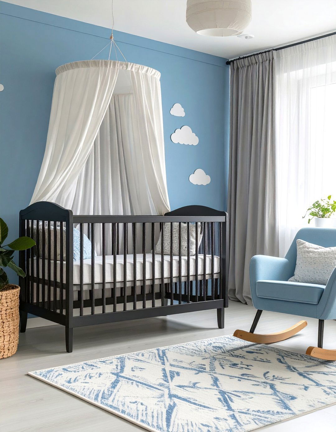 Powder Blue and Charcoal Black Bedroom Nursery - 20 Black and Blue Bedroom Ideas