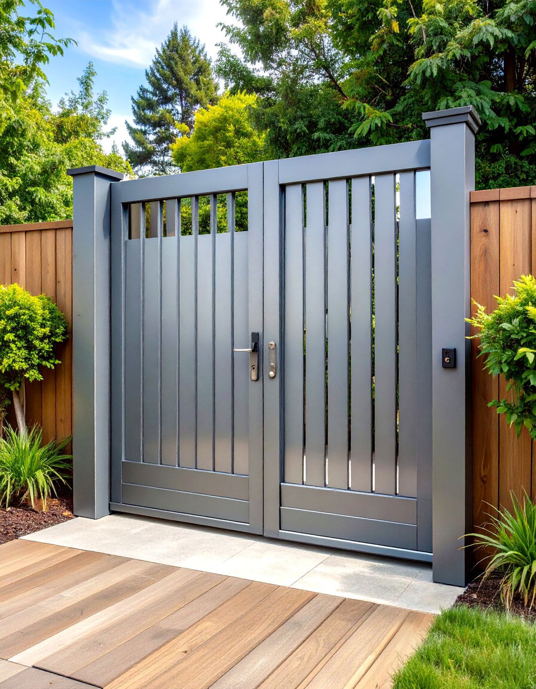 Powder Coated Aluminum Deck Gate Delivers Modern Lines - 20 Deck Gate Ideas