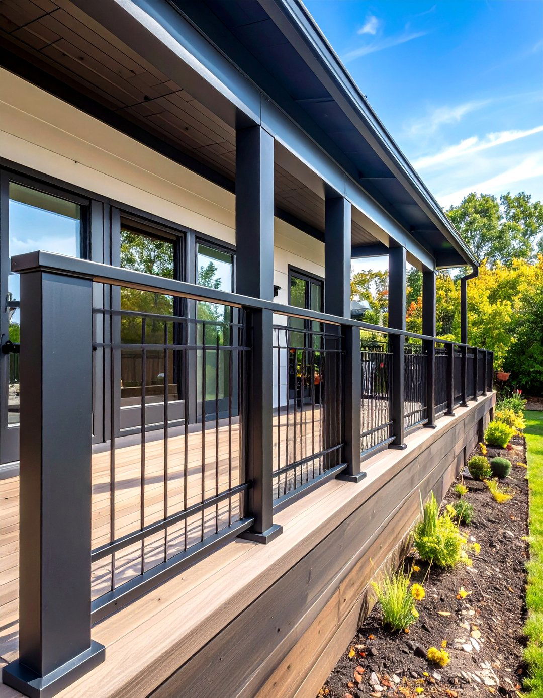 Powder Coated Aluminum Metal Deck Railing - 20 Metal Deck Railing Ideas