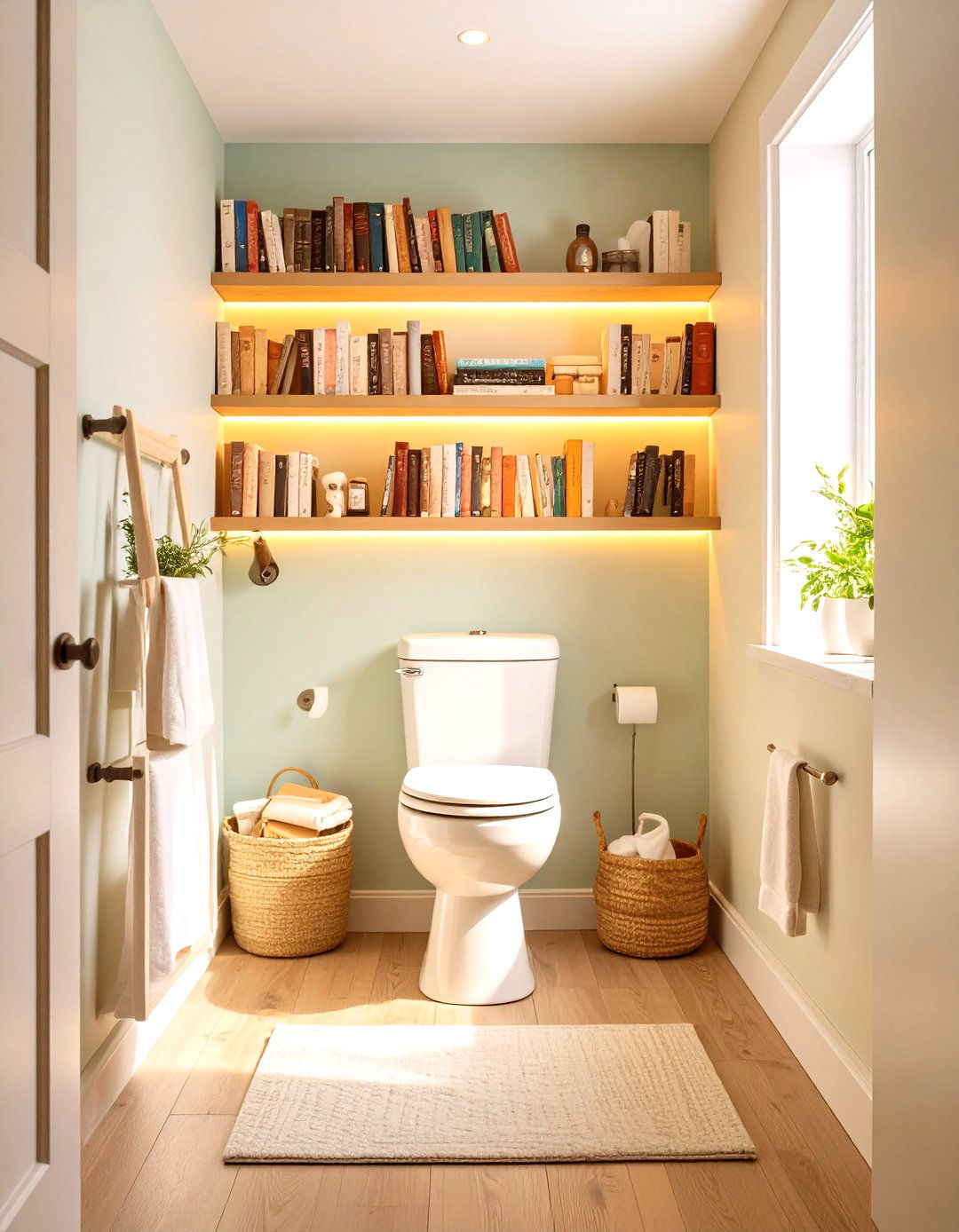 Powder Room Mini Library Retreat - 20 Eclectic Powder Room Ideas