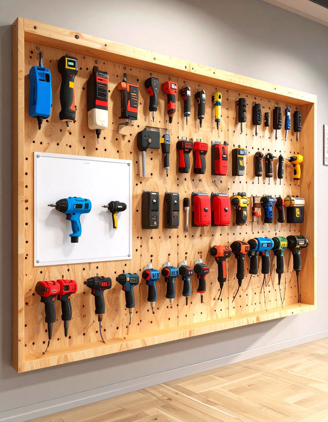Power Tool Charging Station Wall - 20 Garage Decor Ideas