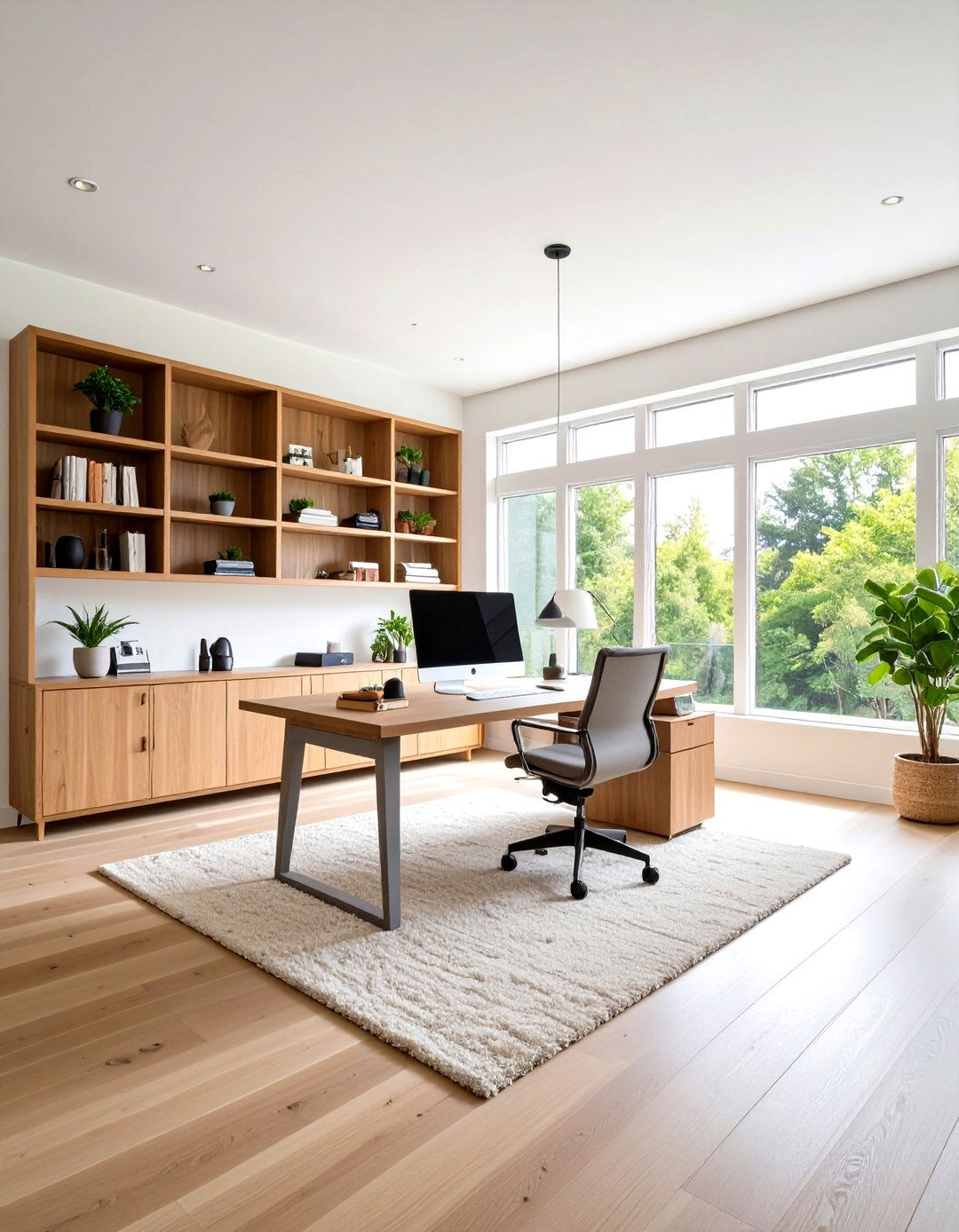 Prairie Style Home Office with Built In Workspace Solutions - 20 Prairie-style Interior Design Ideas