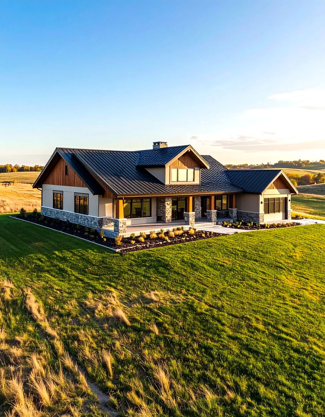 Prairie Style Ranch with Black Roof - 20 houses with black roofs