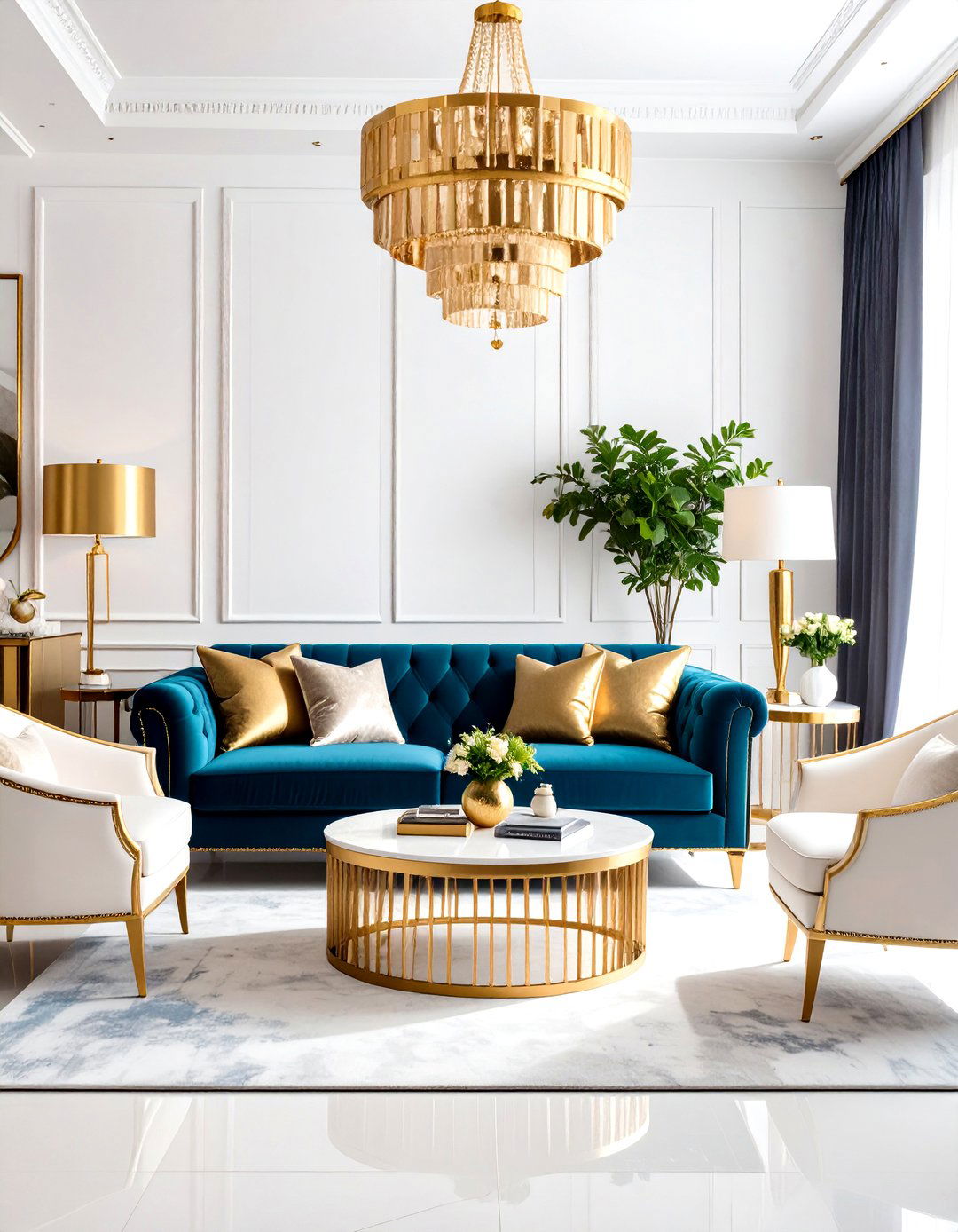 Preppy Living Room with Brass and Gold Accents - 20 Preppy Living Room Ideas