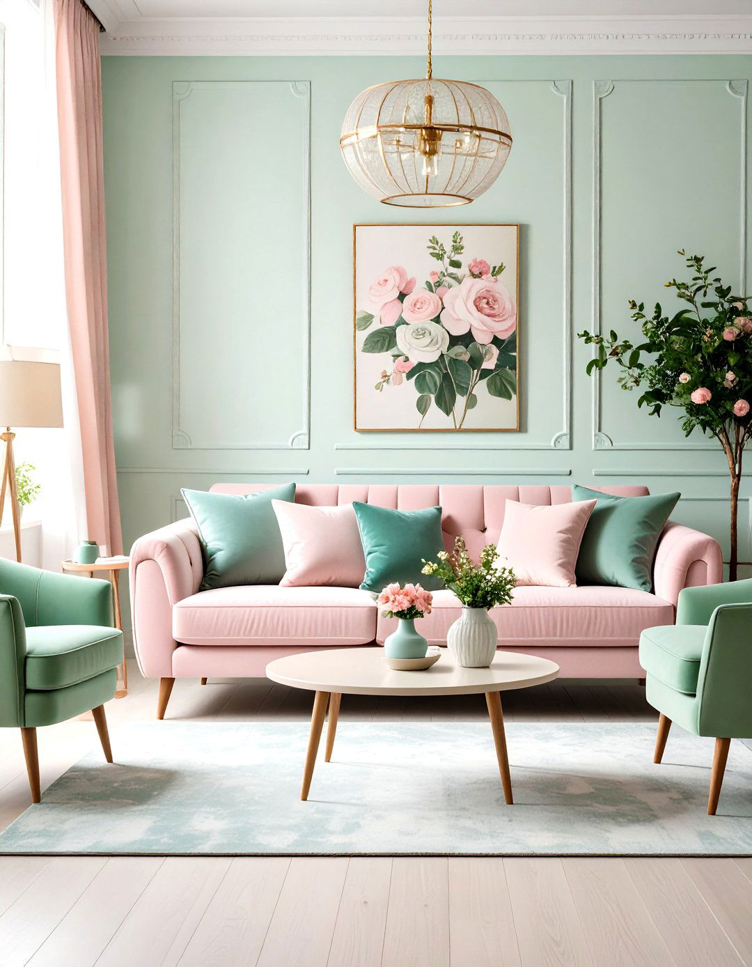 Preppy Living Room with Pastel Color Palette - 20 Preppy Living Room Ideas