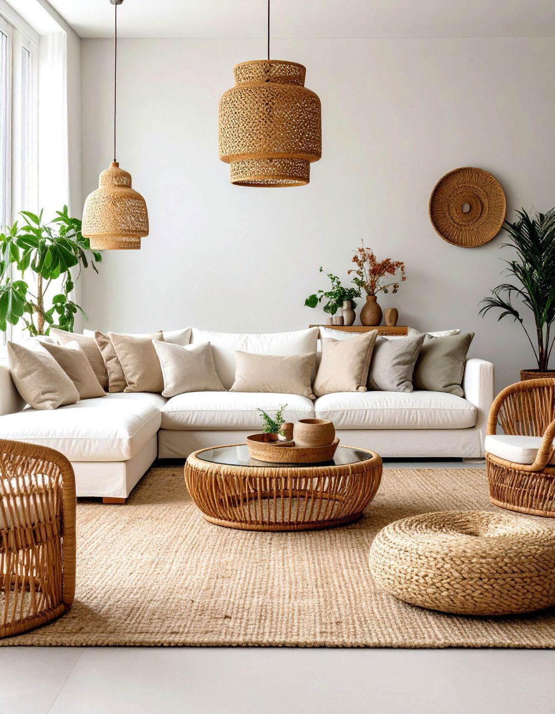 Preppy Living Room with Wicker and Natural Textures - 20 Preppy Living Room Ideas