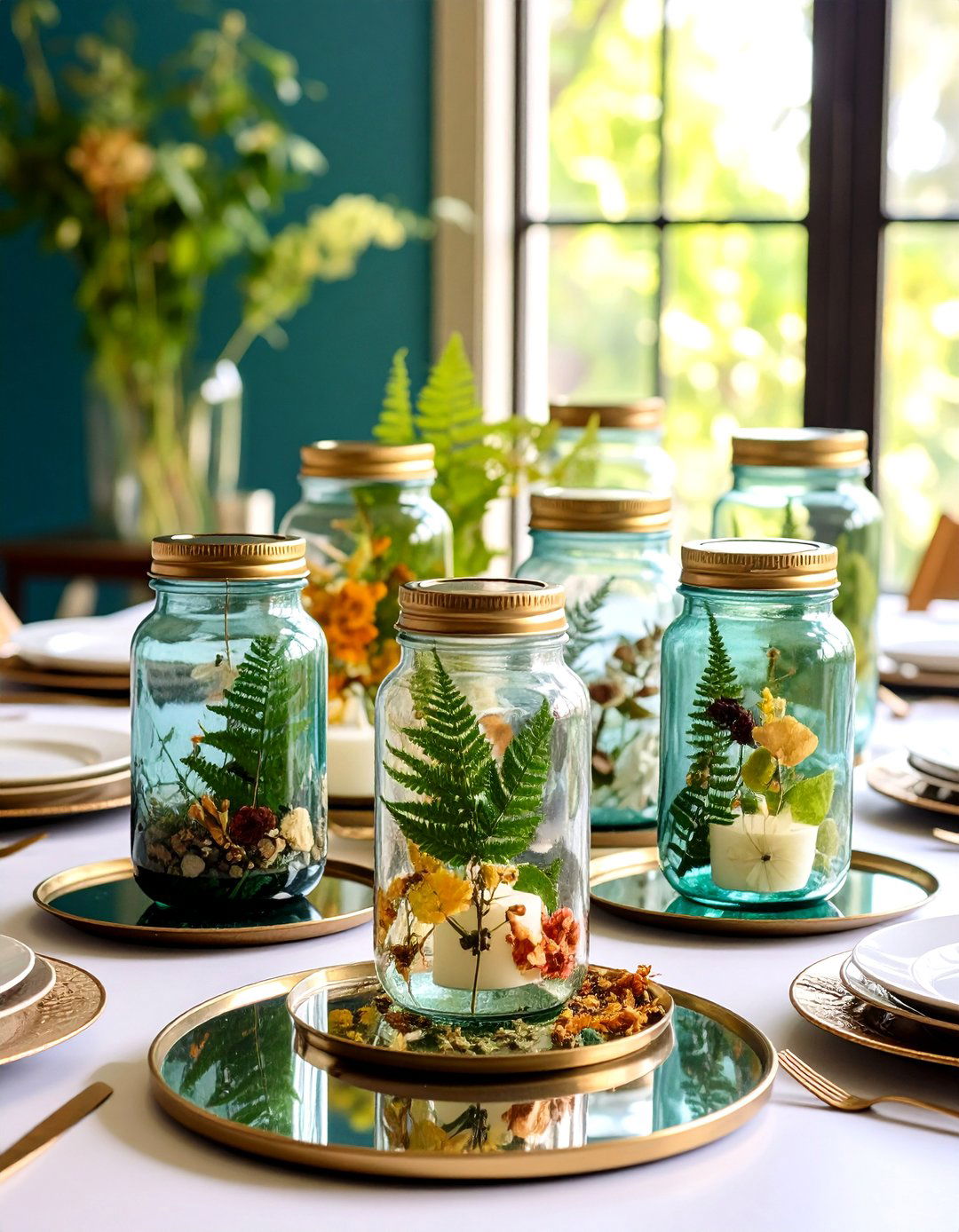 Pressed Botanical Decoupage - 20 Mason Jar Centerpiece Ideas